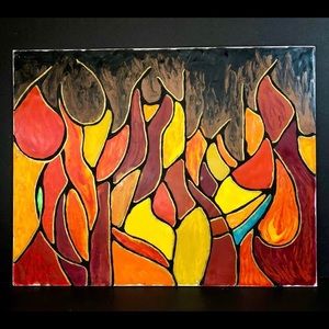 “Firestorm” Original Melted Crayon Art 11”x14”